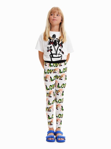 Desigual Skinny Leggingsit 'Garden' värissä valkoinen