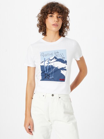BOSS Shirt 'Elogo' in Wit: voorkant