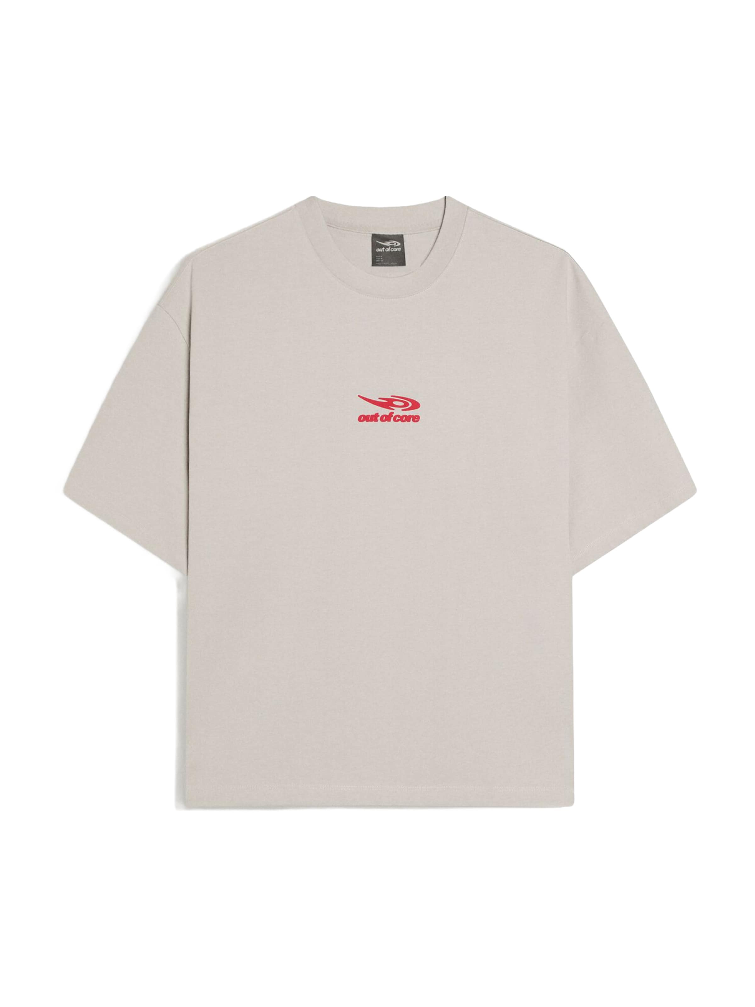 Bershka T-Shirt 'OUT OF CORE' en gris clair / rouge cerise, Vue avec produit