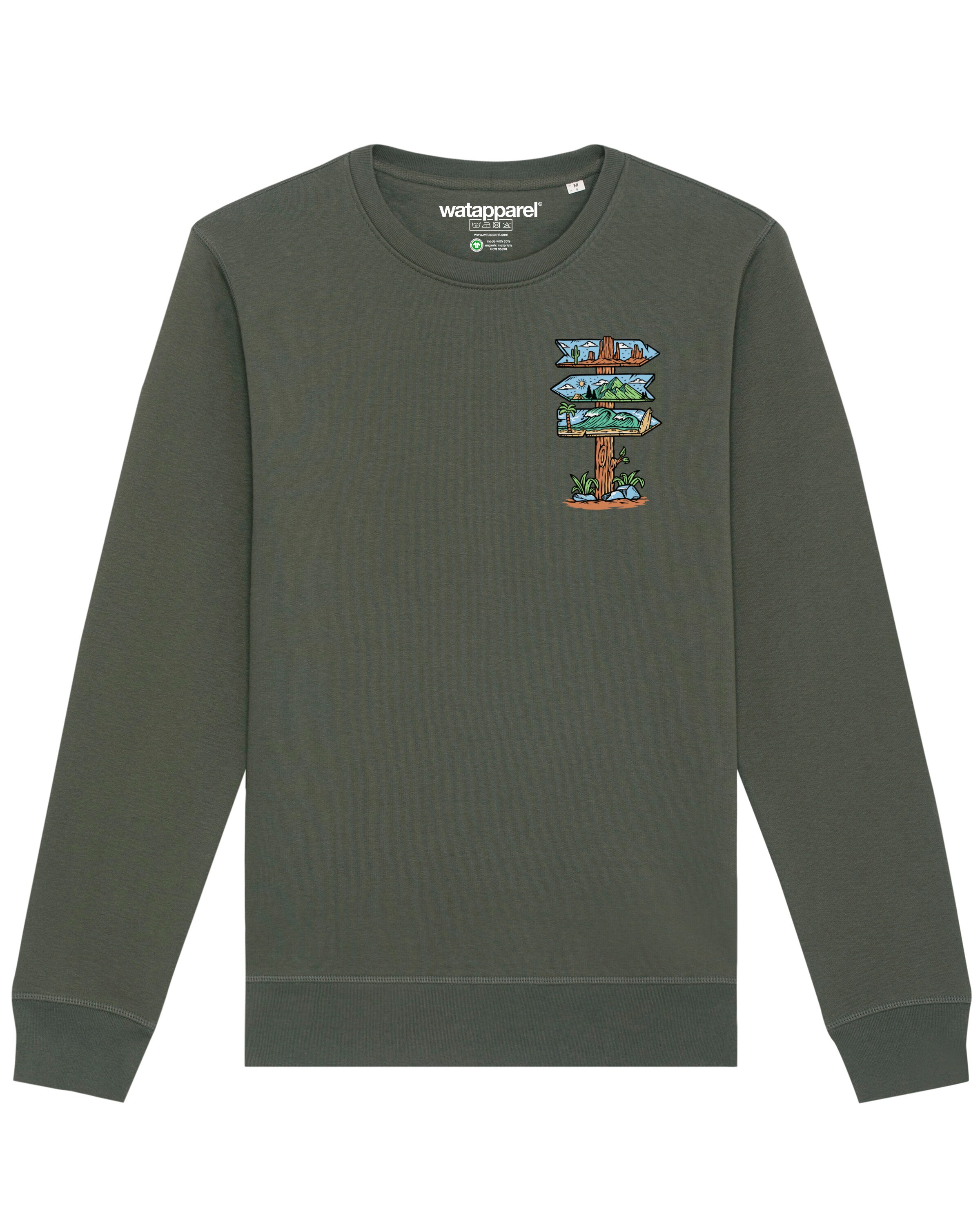 Sweat-shirt ' Adventure is everywhere ' Watapparel en vert : devant