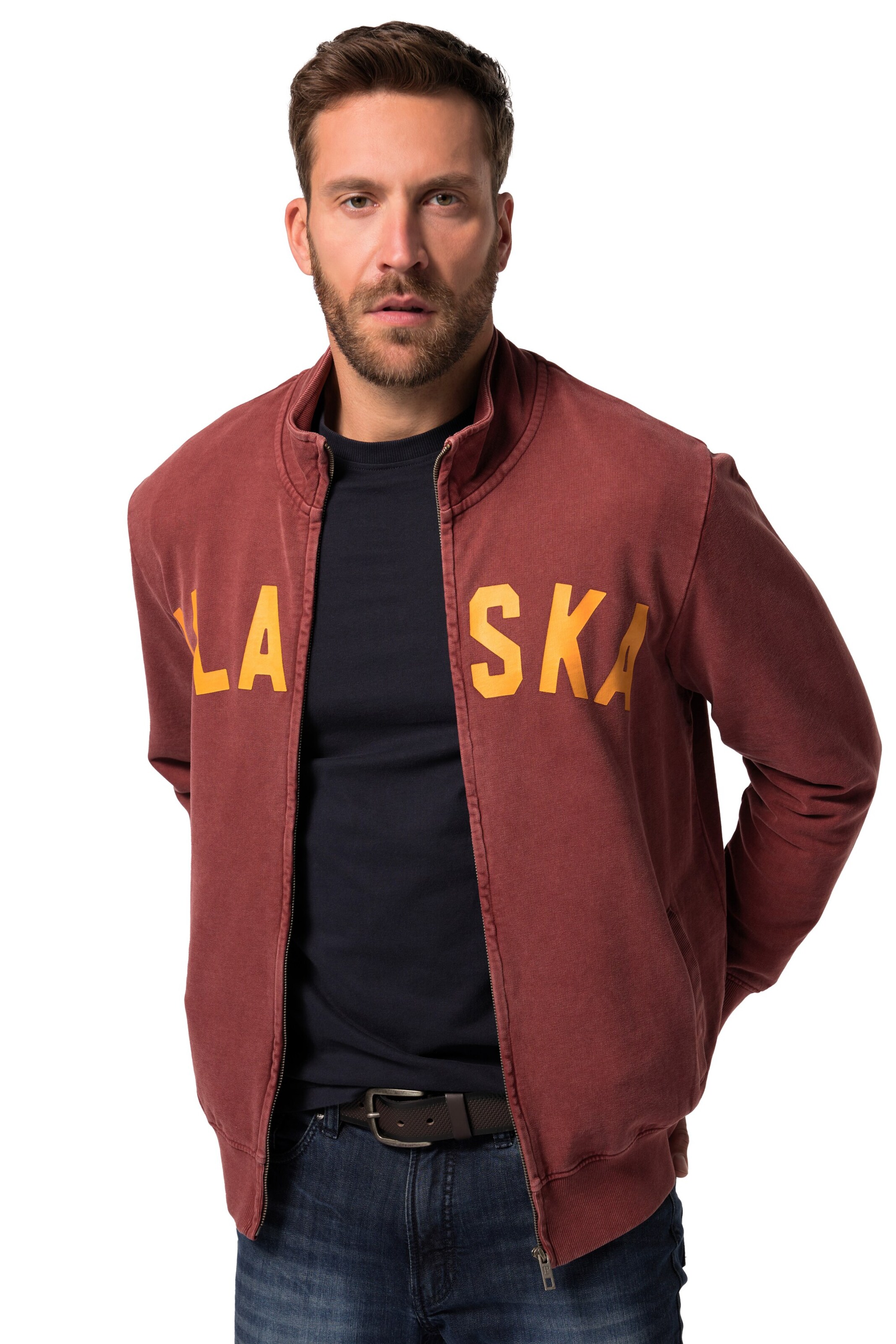 JP1880 Sweatjacke in Rot: Vorderseite