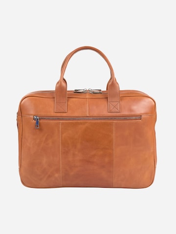 NEGOTIA Leather Laptoptas 'Orden' in Bruin