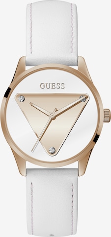 GUESS Analoog horloge 'EMBLEM' in Wit: voorkant