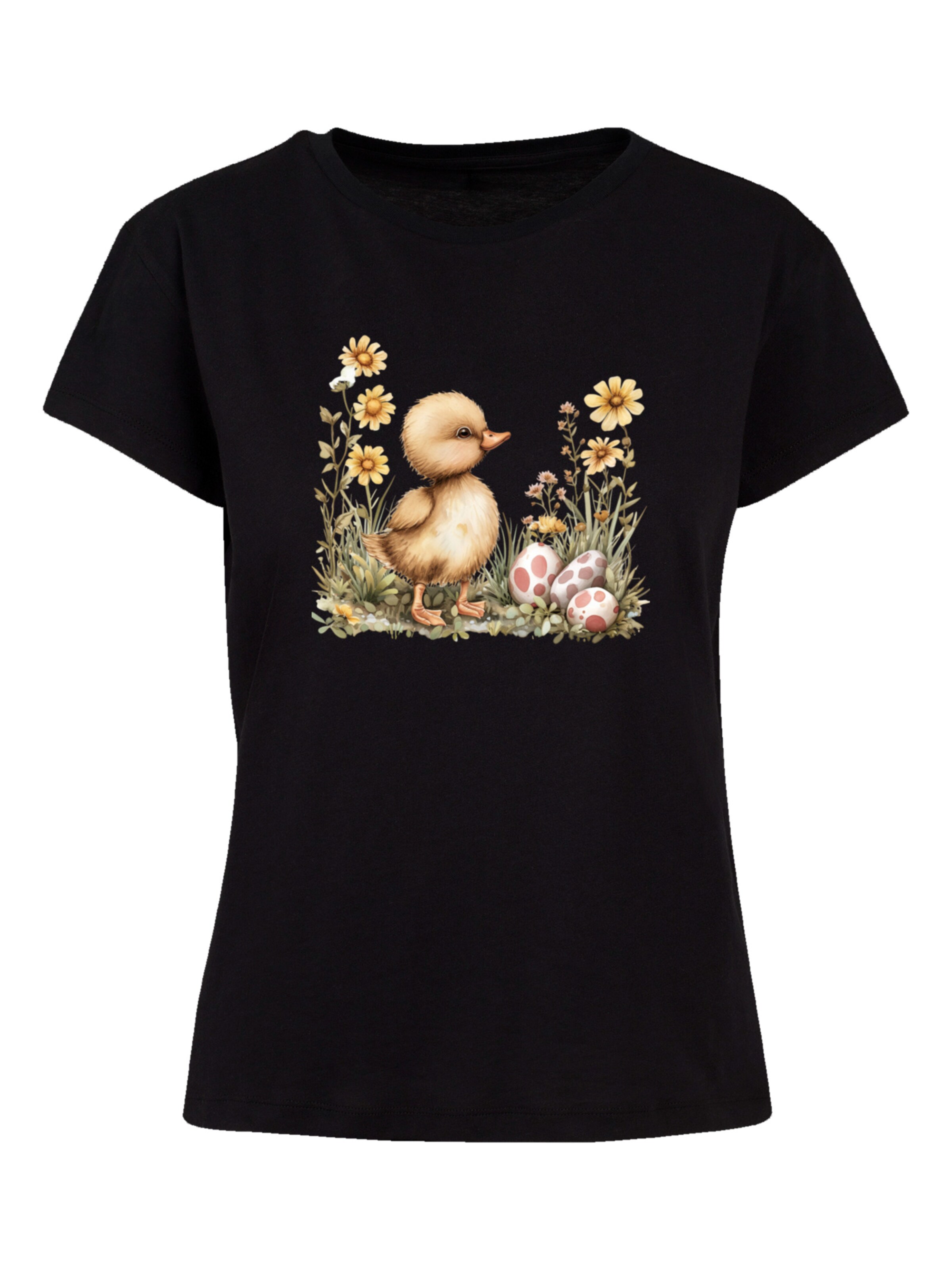 F4NT4STIC Shirt 'Niedliche Enten Ostereier' in Black: front