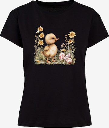 F4NT4STIC T-Shirt 'Niedliche Enten Ostereier' in Schwarz: Vorderseite