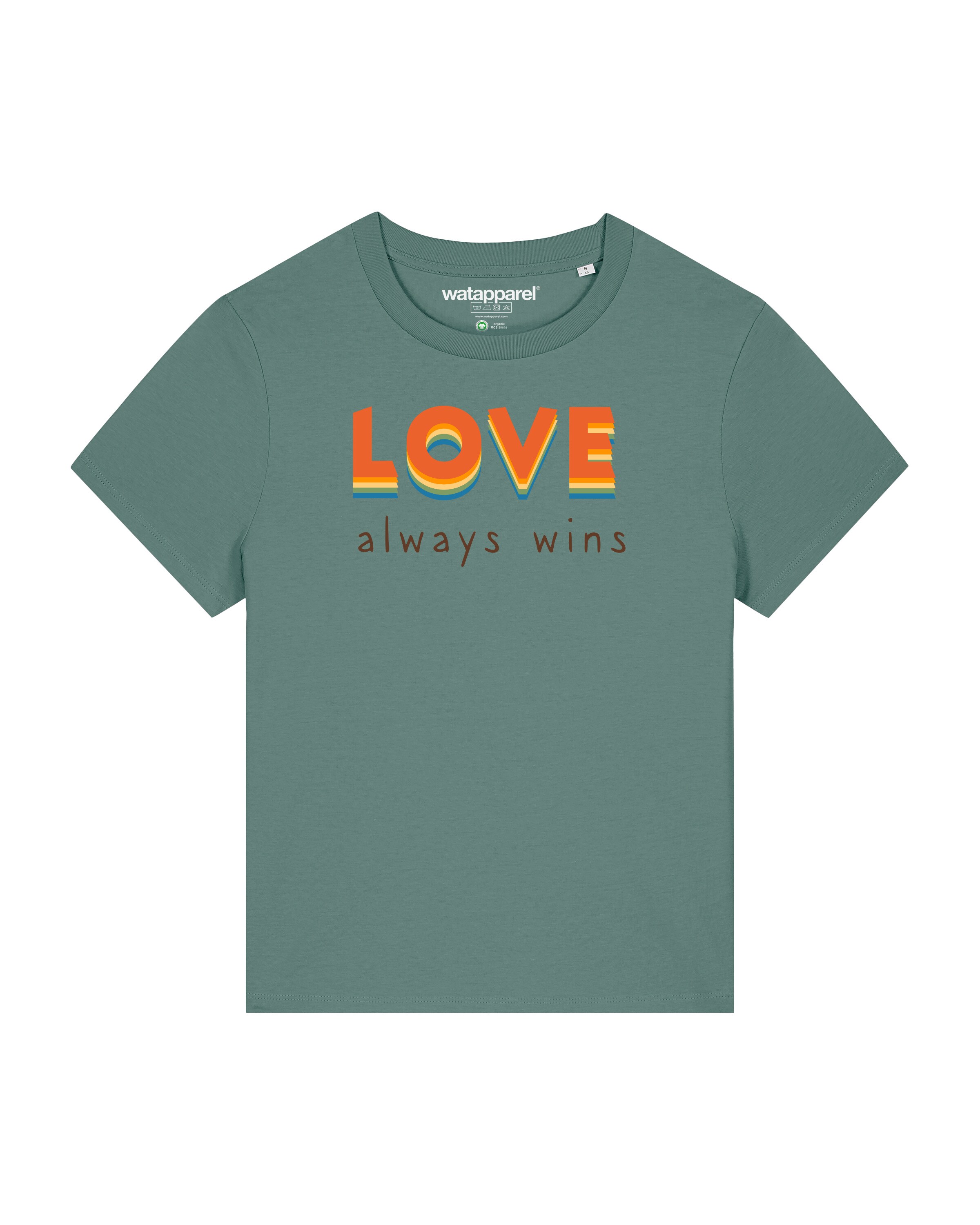 T-shirt ' Love always wins' Watapparel en vert : devant