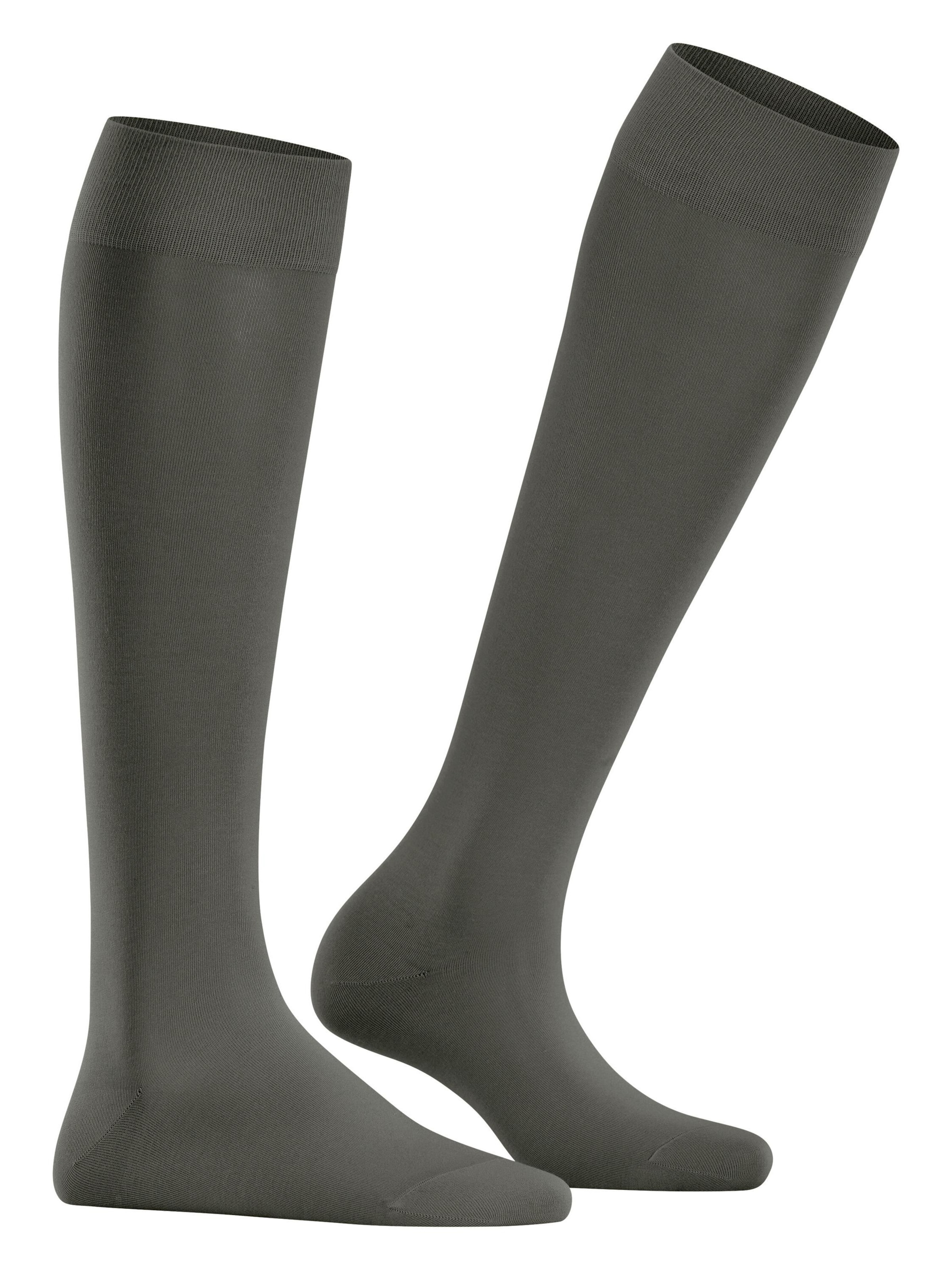 FALKE Knee High Socks 'Cotton Touch' in Green: front