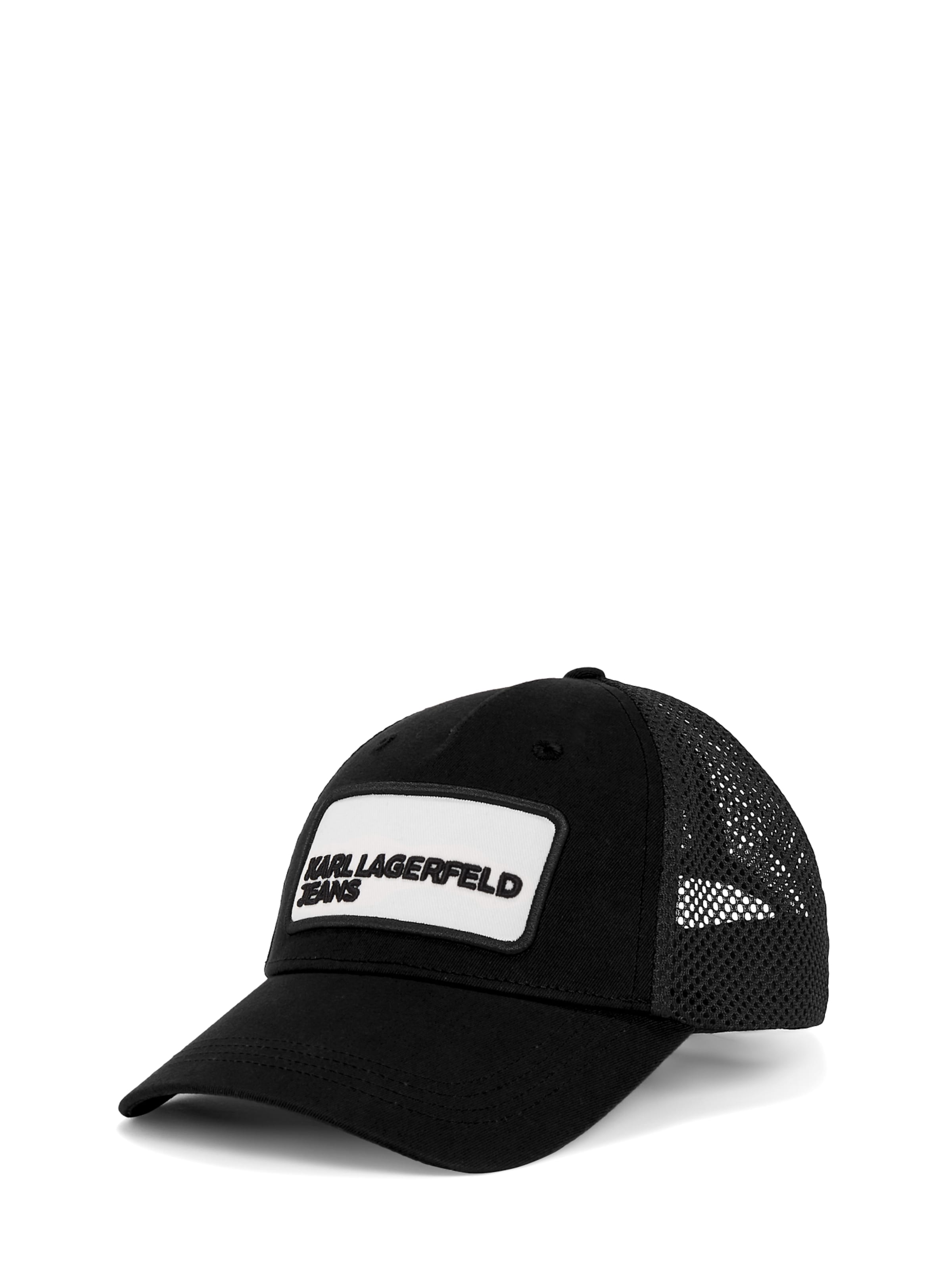 KARL LAGERFELD JEANS Кепка ' NETZSTOFF-KAPPE MIT KLJ-LOGO ' в Черный: спереди