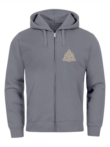 Neverless Zip-Up Hoodie 'Valhalla' in Grey: front