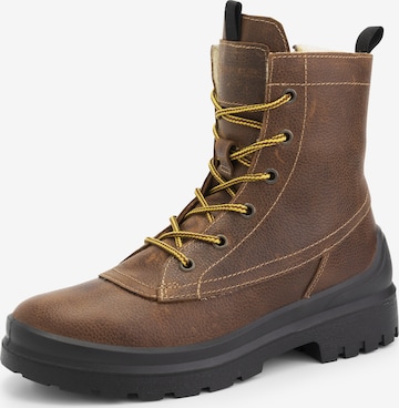 Travelin Lace-Up Boots 'Moraine' in Brown: front