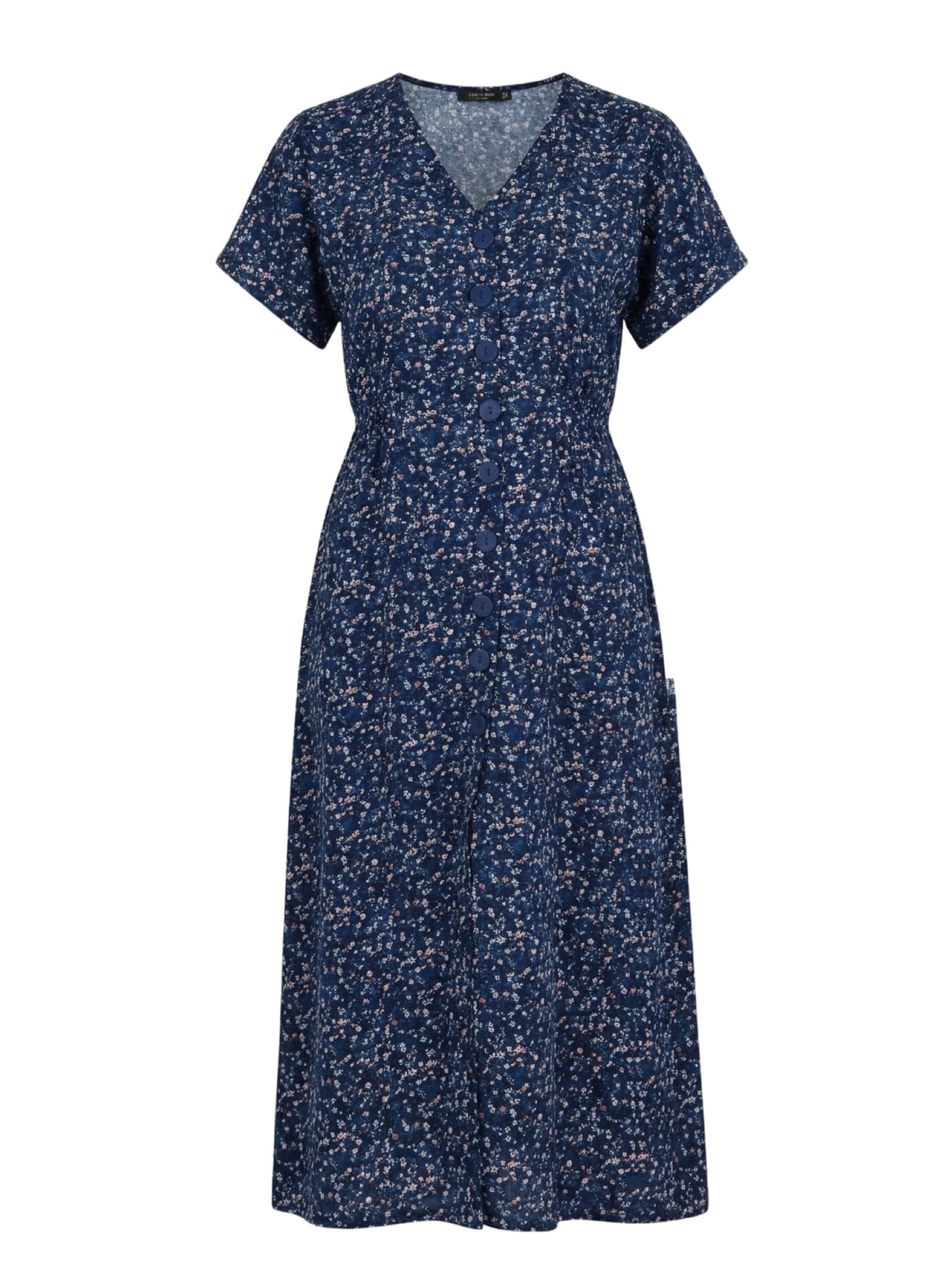 LYN MAMA Jurk in 36 in de kleur Nachtblauw / Donkerblauw / Rosé / Wit, Productweergave