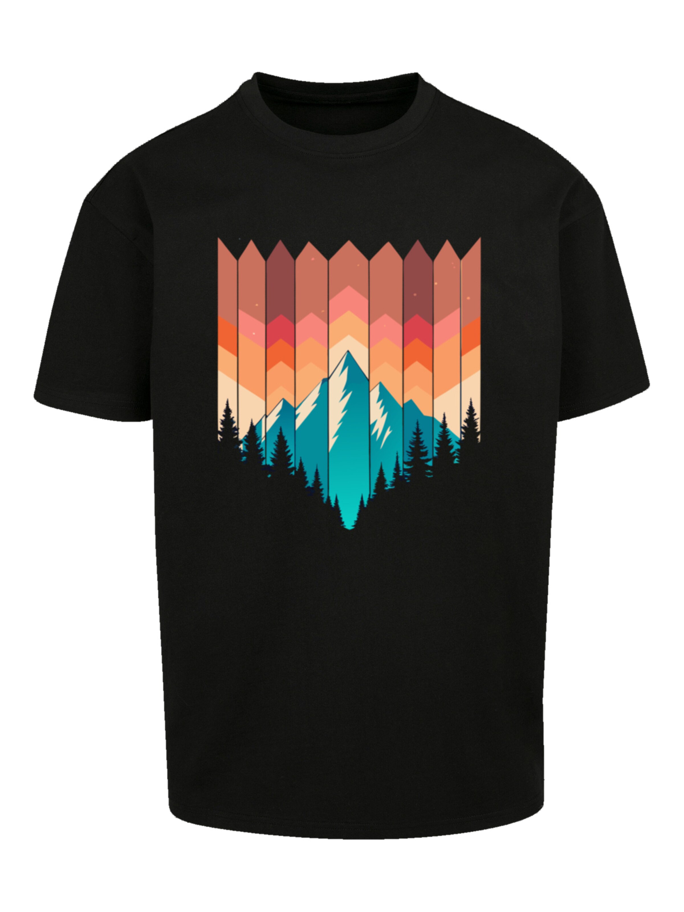 T-Shirt 'Berg Sonnenuntergang' F4NT4STIC en noir : devant