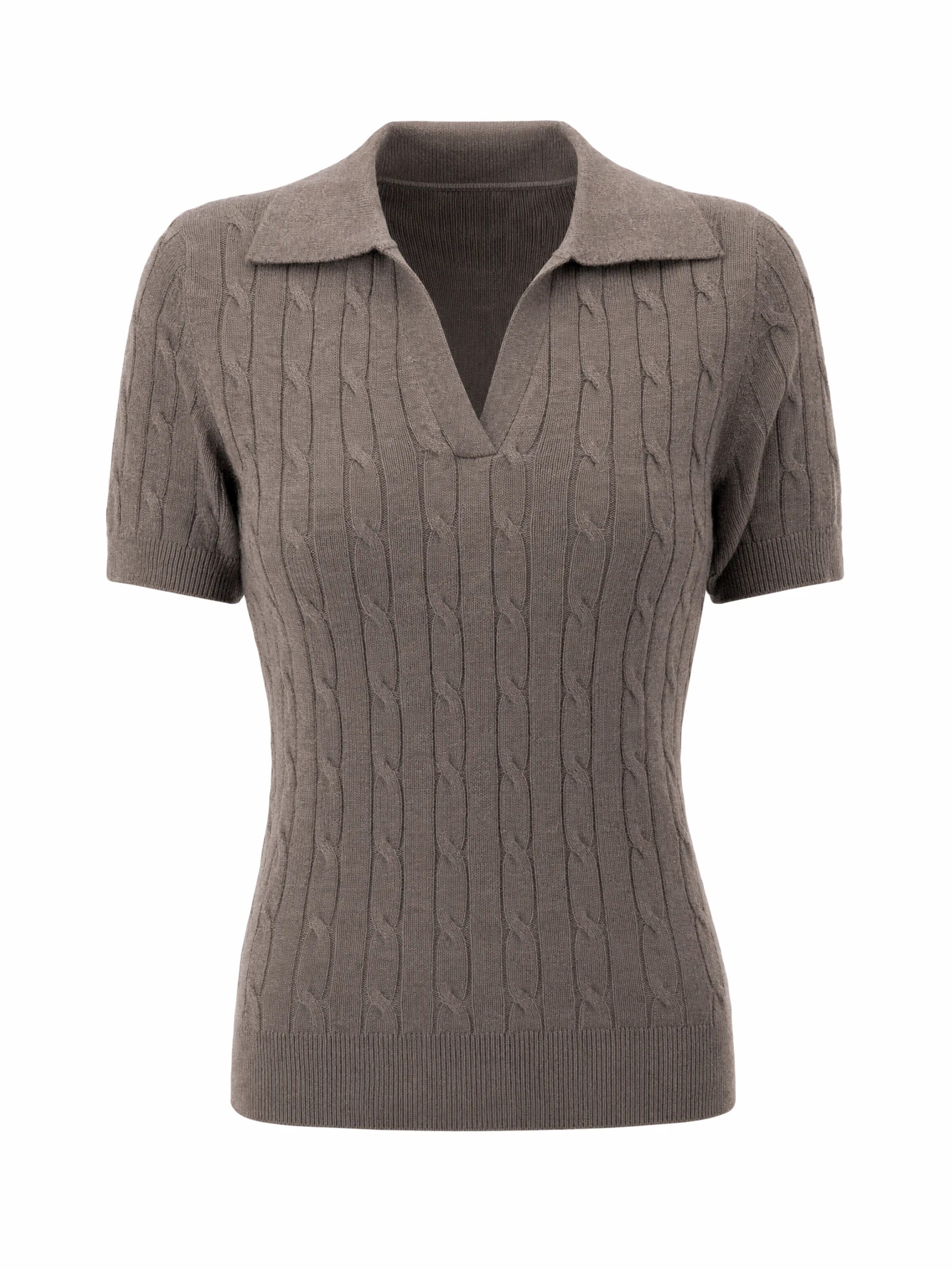ARACH&CLOZ Shirt 'ARACH&CLOZ Poloshirt Damen Wollmischung Poloshirt Kurzarmpullover Strickpullover' in S in Brown, Item view