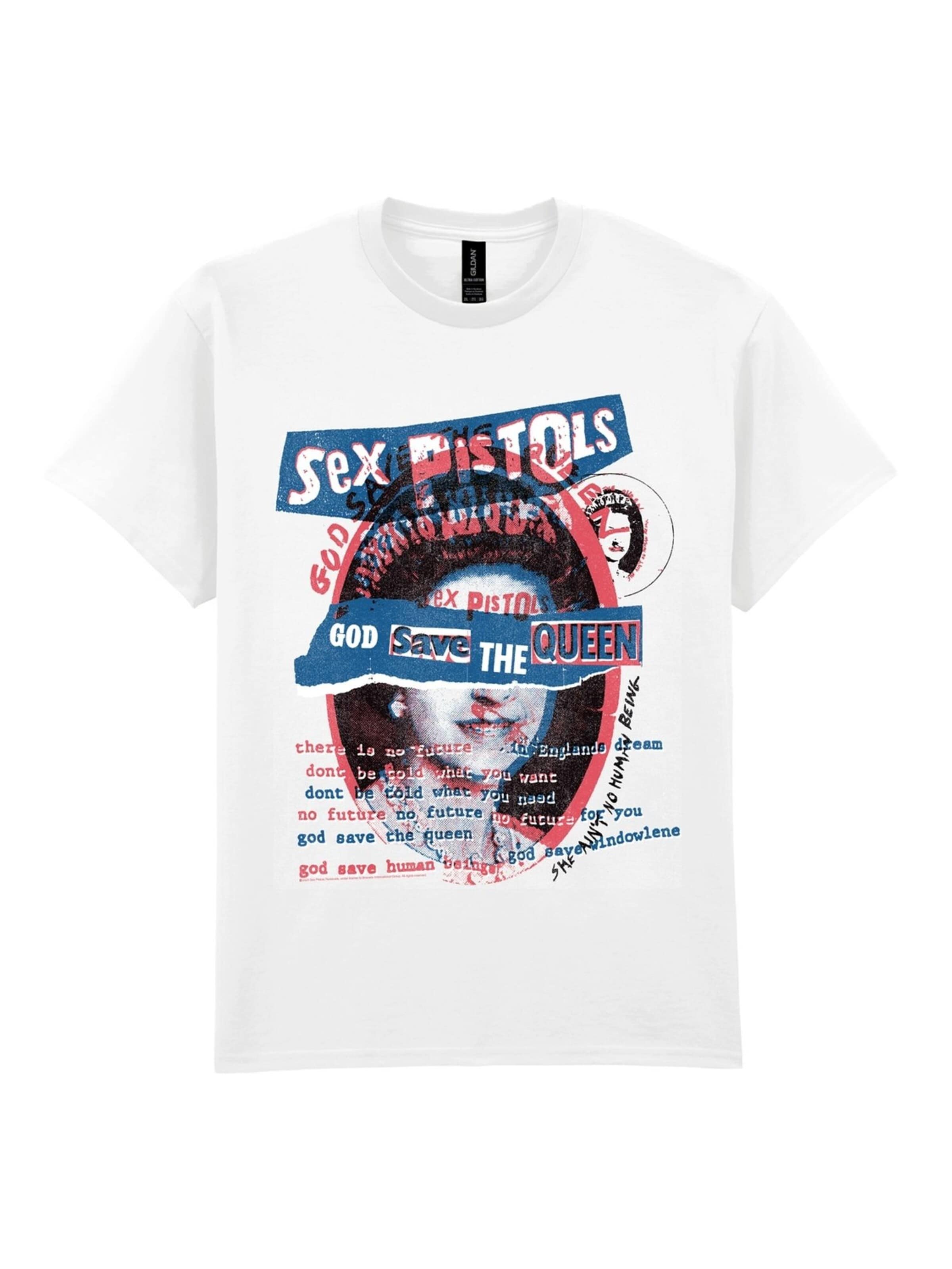 Sex Pistols Koszulka 'Sex Pistols God Save The Queen T-Shirt' w kolorze biały: przód