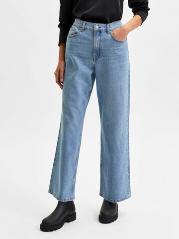 Wide Leg Jean 'Katie' SELECTED FEMME en bleu : devant