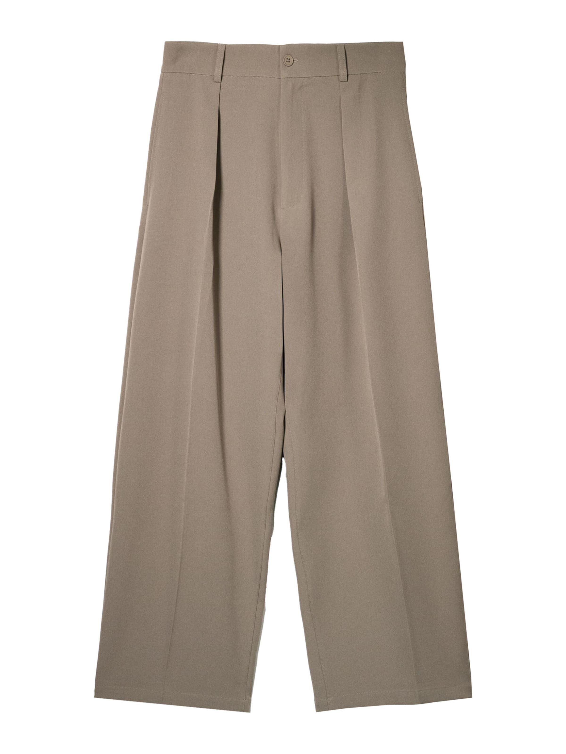 Loosefit Pantaloni con pieghe di Bershka in beige: frontale