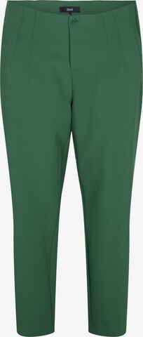 Pantaloni con pieghe 'Frea' di Zizzi in verde: frontale