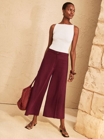 love & roses - Pierna ancha Pantalón de pinzas en rojo