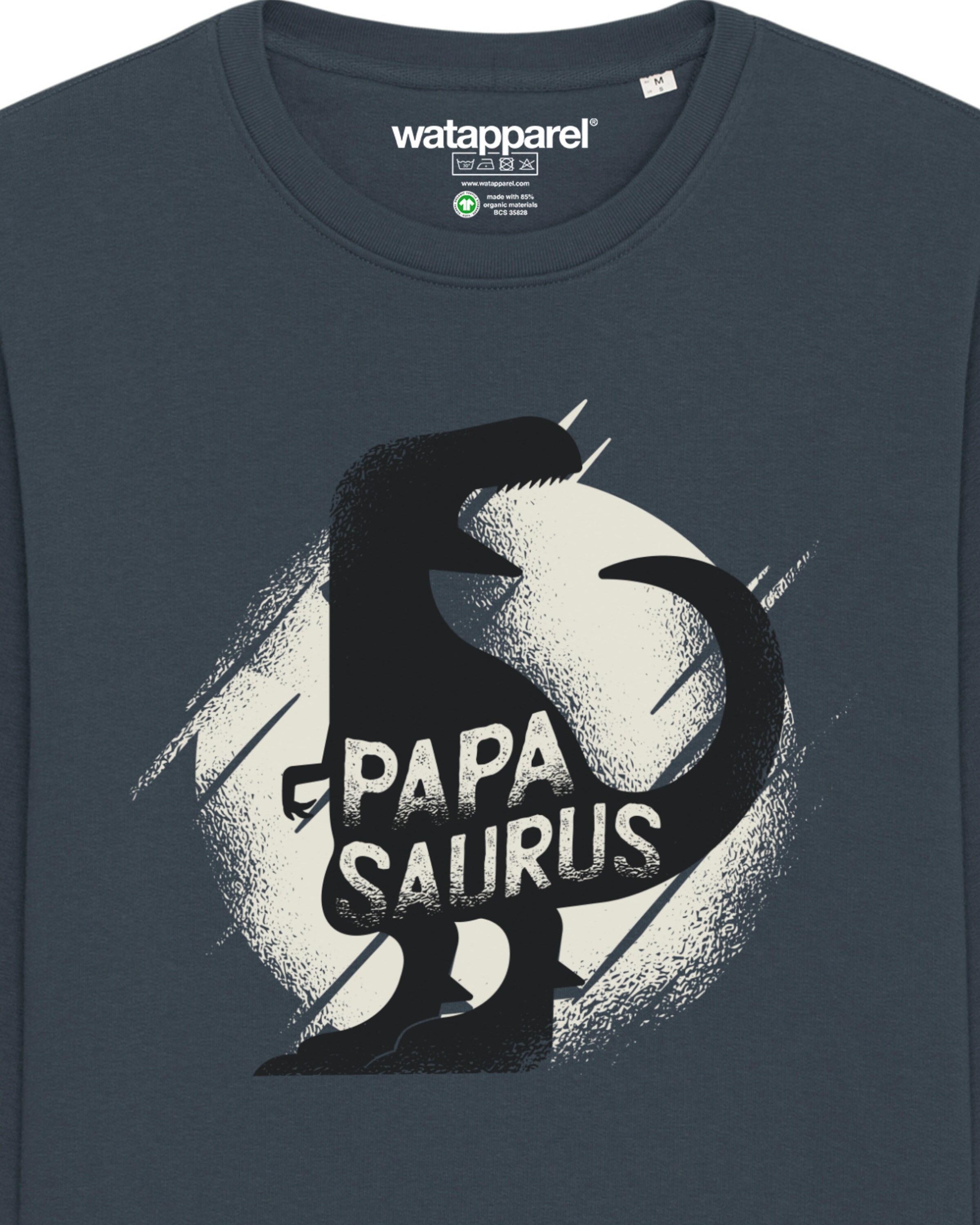 Watapparel Sweatshirt 'Papasaurus' in Grau