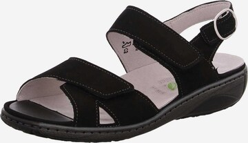 WALDLÄUFER Strap Sandals in Black: front