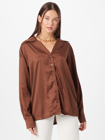 In The Style Blouse in Brown: front