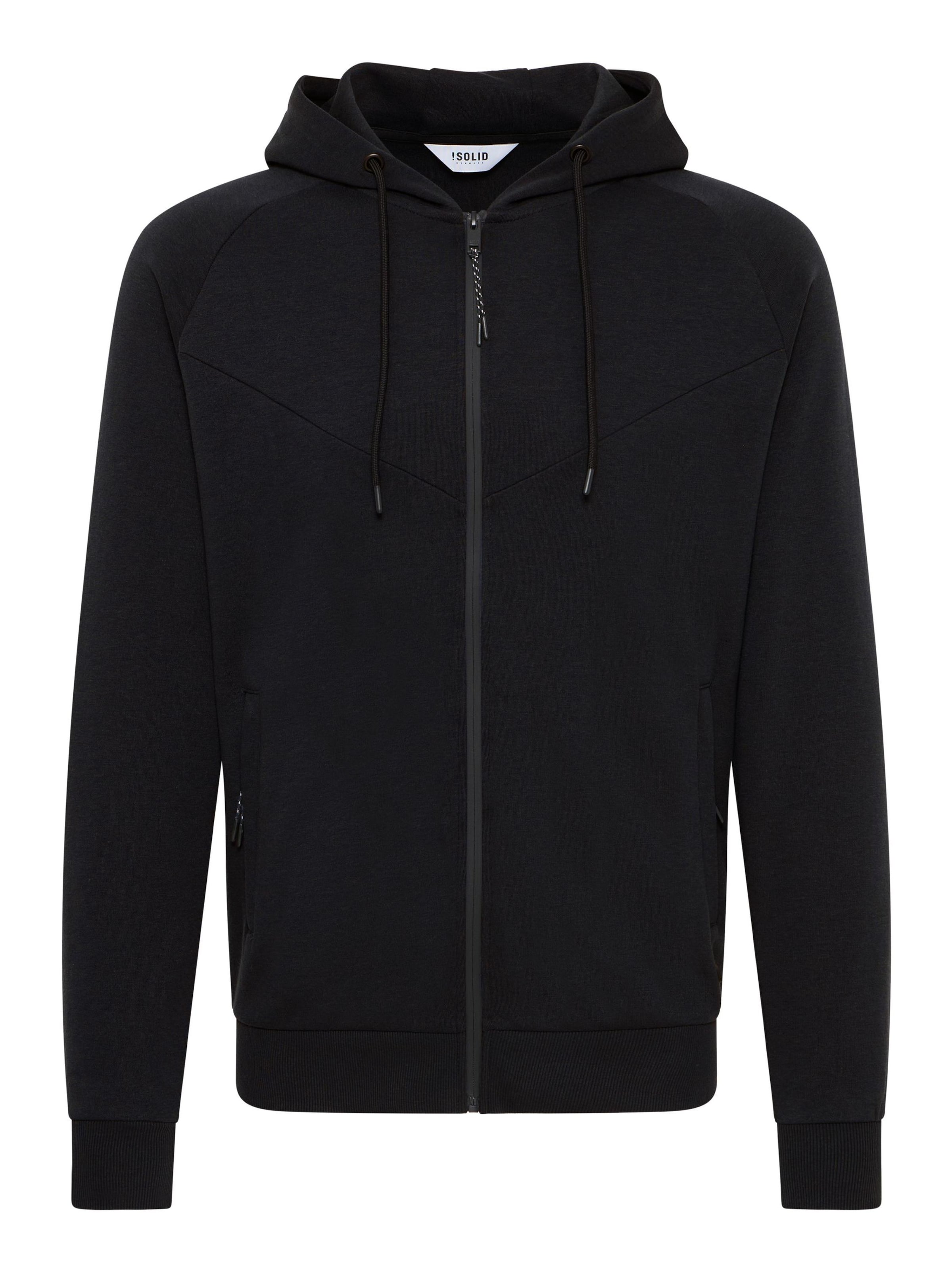 !Solid Sweatjacke 'Gelbert' in Schwarz: Vorderseite