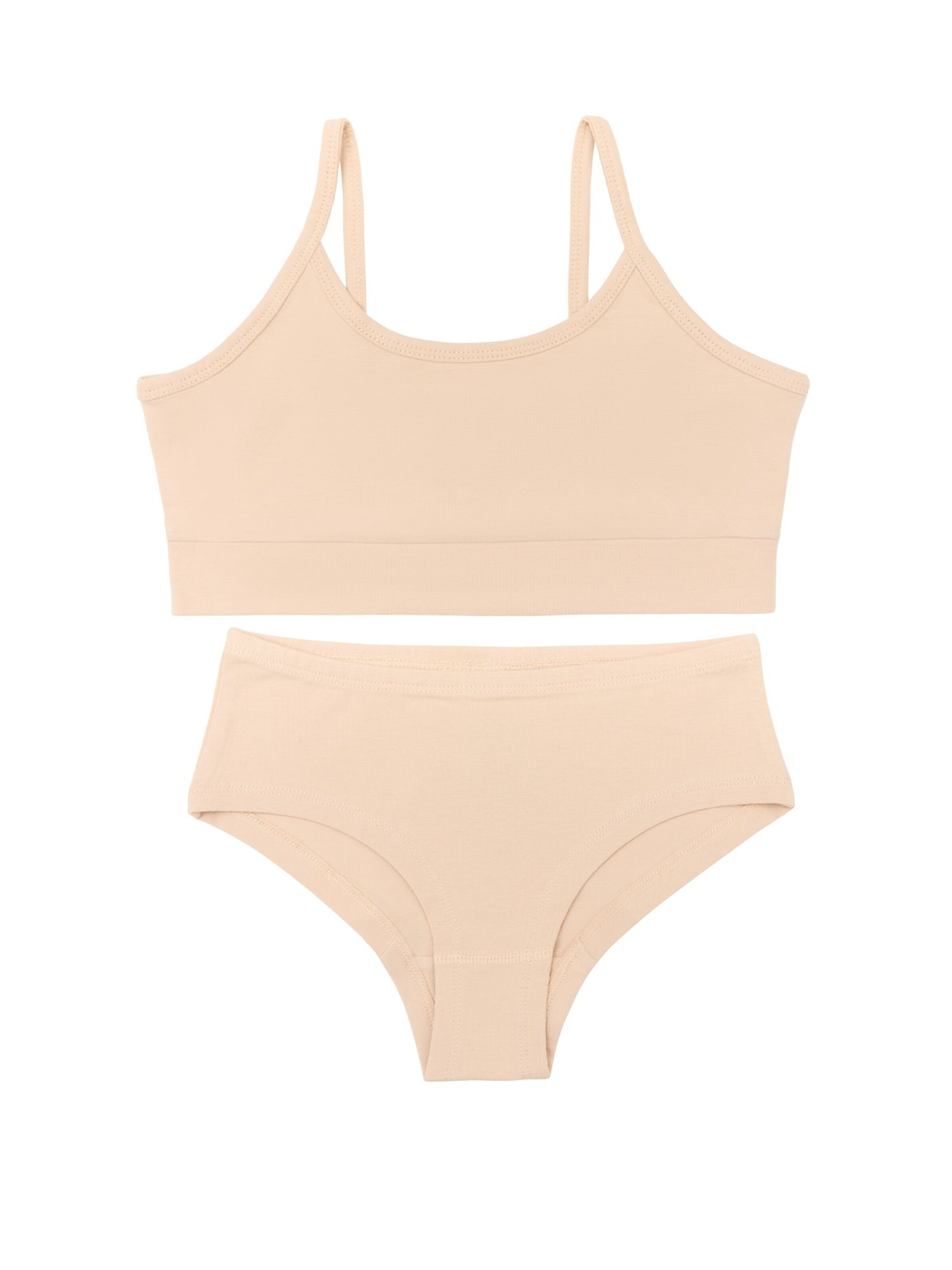 Albero Natur Underwear Set 'Mädchen Bio Baumwoll Bustier & Hipster Set' in Beige: front