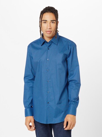 Coupe slim Chemise 'HANK' BOSS en bleu : devant