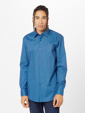 BOSS - Slim Fit Camisa 'HANK' em azul: frente