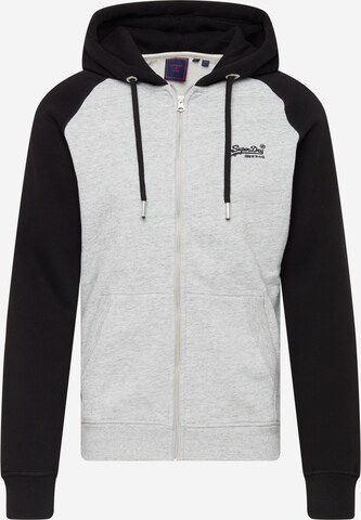 Superdry Sweatvest in Grijs: voorkant