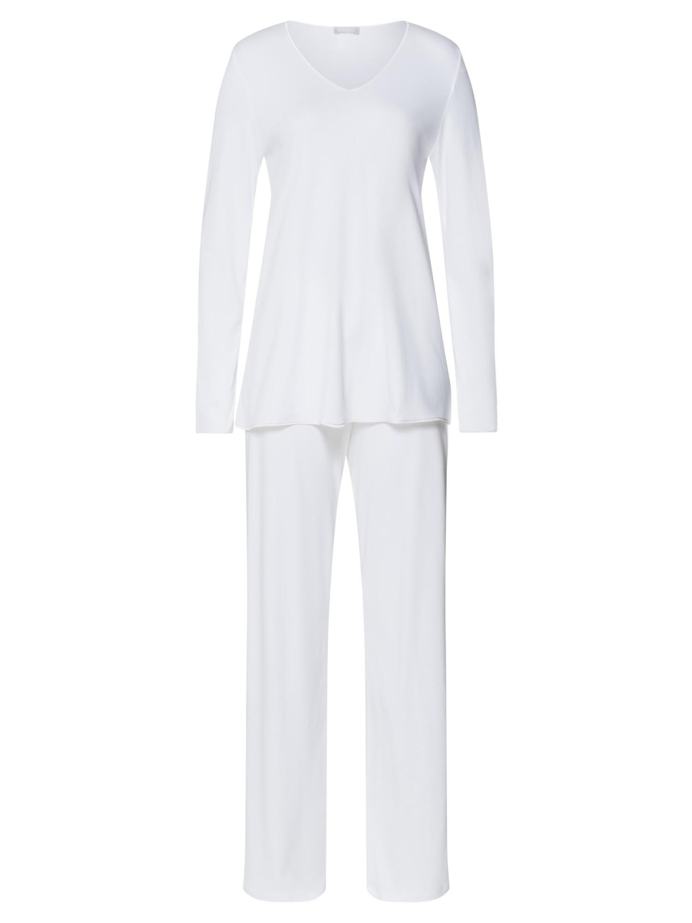 Hanro Pyjama 'Cotton Silk' in Wit: voorkant