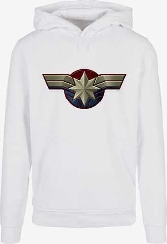 Felpa 'Captain Marvel - Chest Emblem' di ABSOLUTE CULT in bianco: frontale