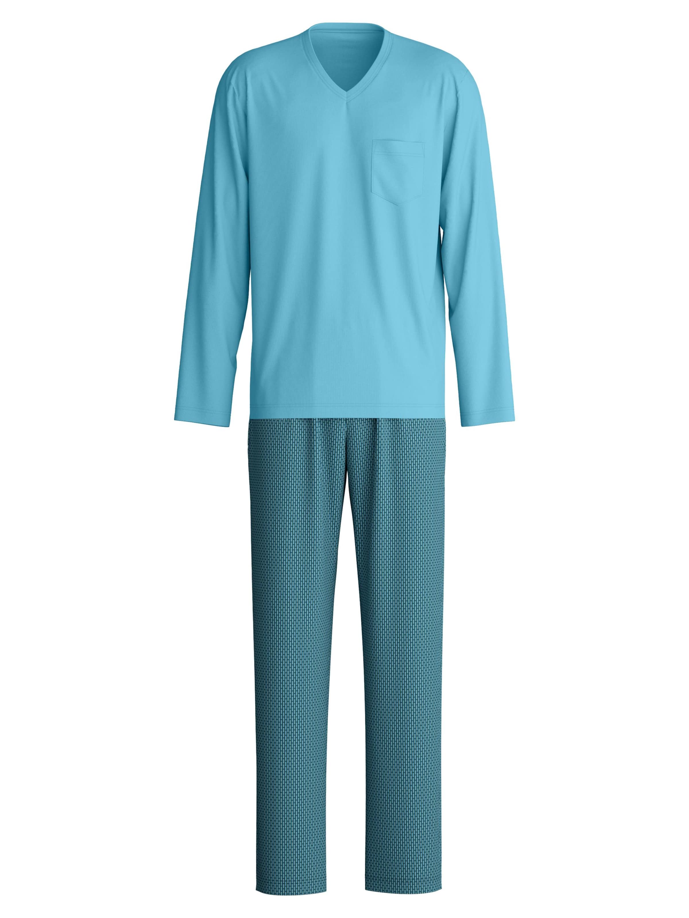 CALIDA Long Pajamas 'Relax Streamline' in Blue: front