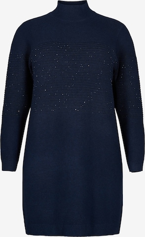 Zizzi Knitted dress in Blue: front