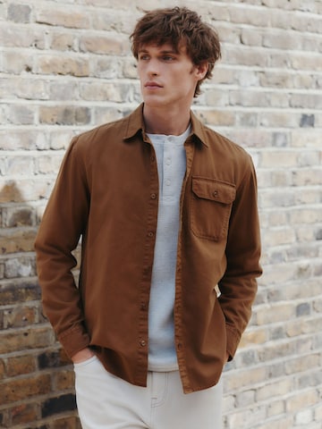 Next Regular fit Button Up Shirt in Brown: front