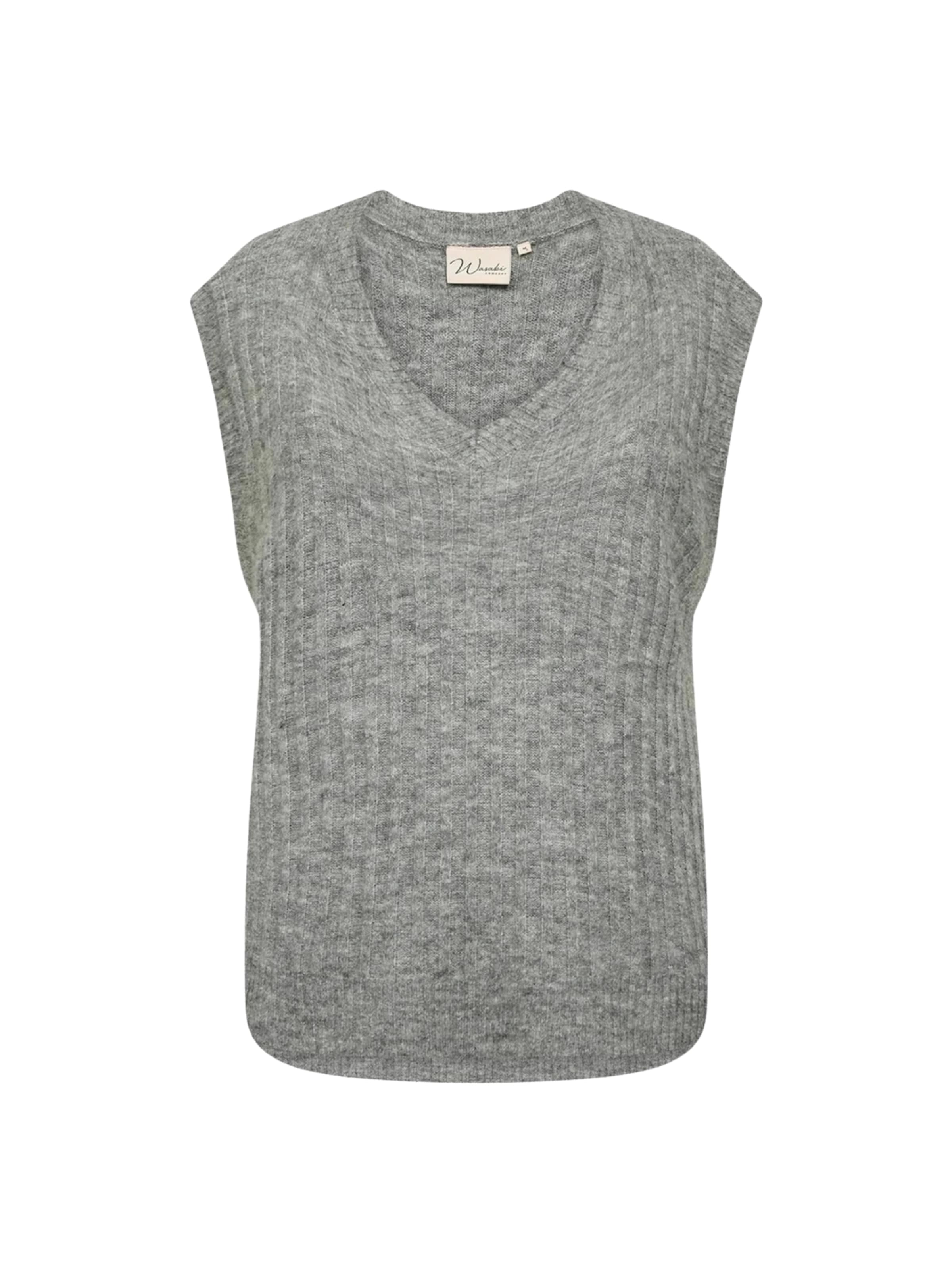 Wasabi Concept Gebreide bodywarmer 'Tonja' in Grijs: voorkant