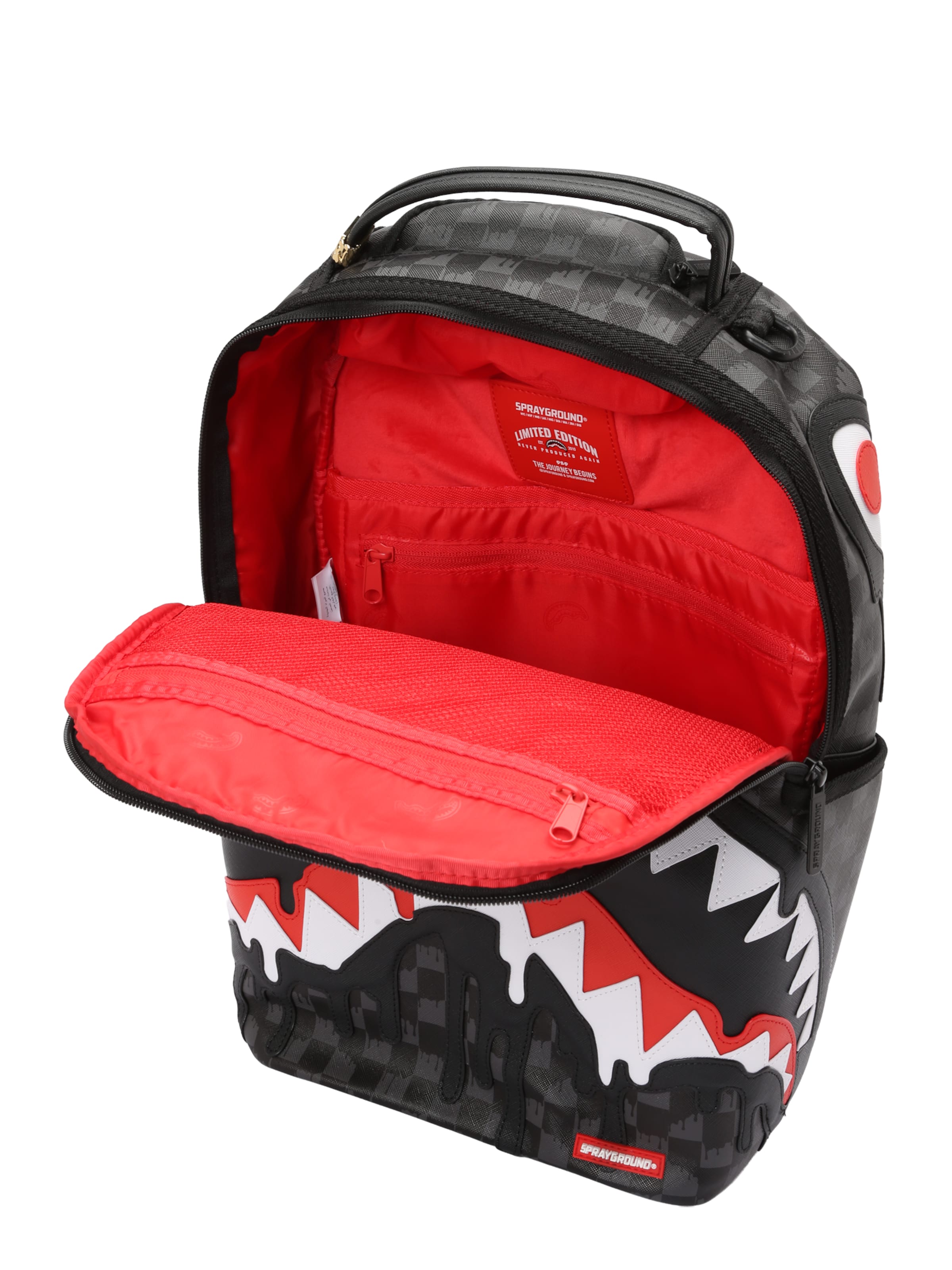 Sprayground Backpack 'DRIPPING SHARKS IN PARIS' in Grey