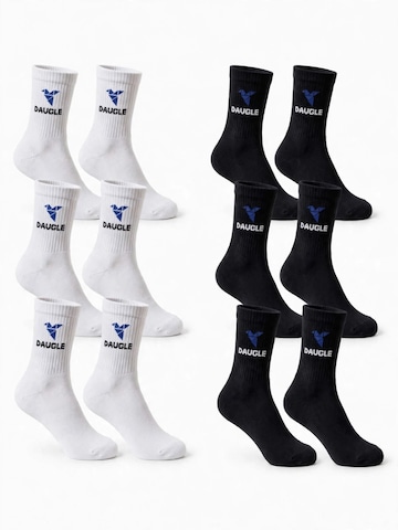 DAUGLE Sportsockor 'Daugle Sport Socks (Black, White) Blue Logo' i svart: framsida