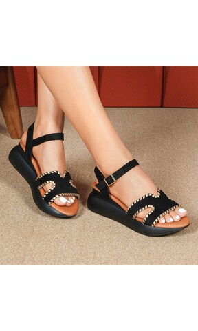 Ital-Design Sandale in Schwarz: Vorderseite