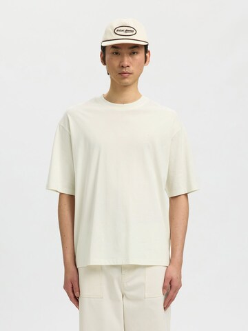 Tricou 'SLHASPEN' de la SELECTED pe bej: față