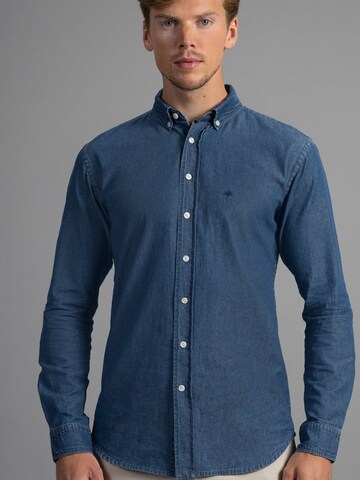Laurent Vergne Slim fit Button Up Shirt 'Marseille Slim Fit Denim Shirt' in Blue: front