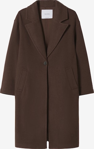 Bershka Between-Seasons Coat in Brown: front