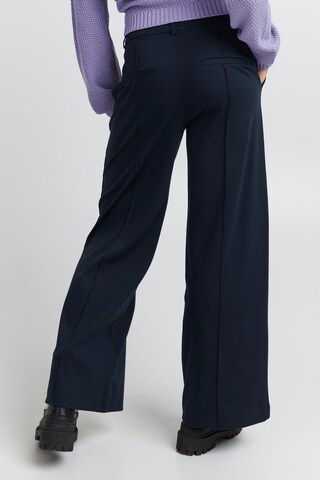 ICHI Wide leg Pantalon in Zwart