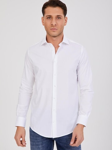 7Camicie - Ajuste estrecho Camisa de negocios 'Firenze Oxford Man Shirt White' en blanco: frente