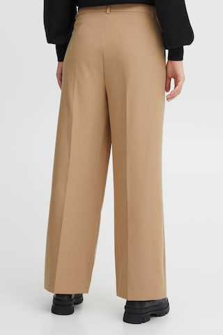 ICHI Wide leg Pleated Pants 'Ihlexi' in Brown