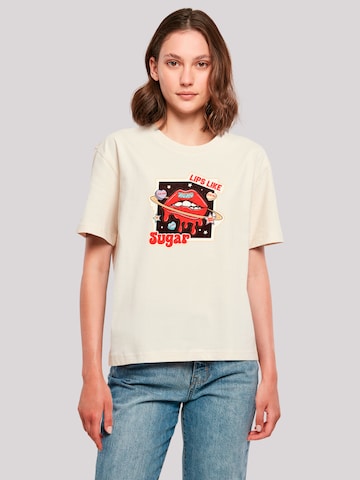 T-shirt 'Lips Like Sugar Retro Fashion Valentinstag' F4NT4STIC en beige : devant