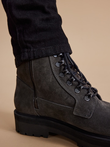 DAN FOX APPAREL Lace-Up Boots 'Alen' in Grey