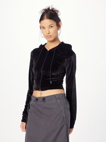 Nasty Gal - Sudadera con cremallera en negro: frente