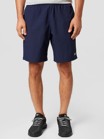 Regular Pantaloni sport de la Reebok pe albastru: față