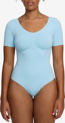 cfab by creamy fabrics Shapingbody 'T-Shirt Bodysuit Sculpting Shapewear mit String' in Blauw: voorkant